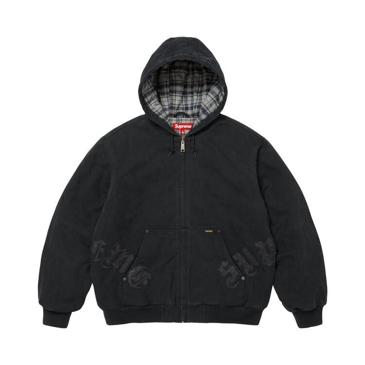 Supreme Leather Appliqué Hooded Work Jacket Black - Im Your Wardrobe