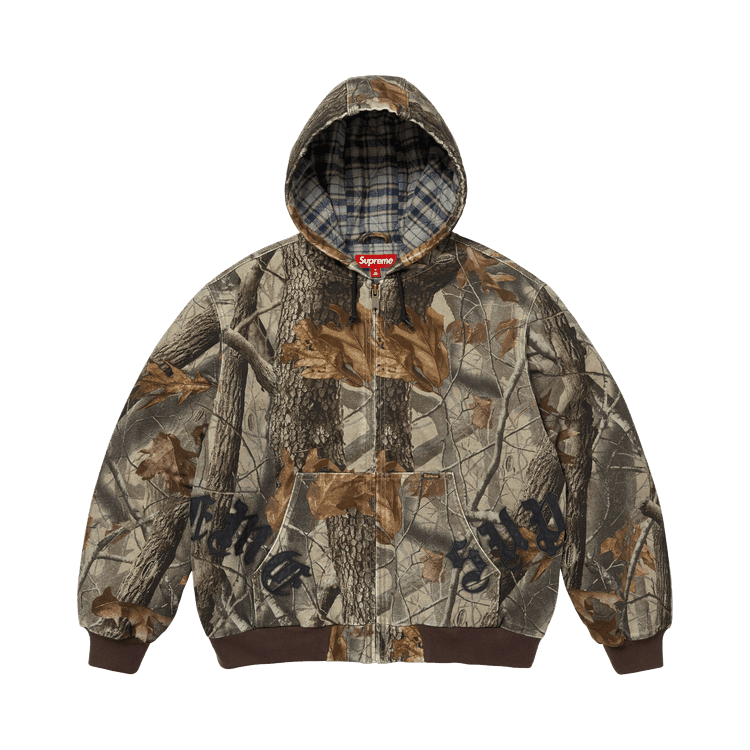 Supreme Leather Appliqué Hooded Work Jacket Realtree Hardwoods Camo - Im Your Wardrobe