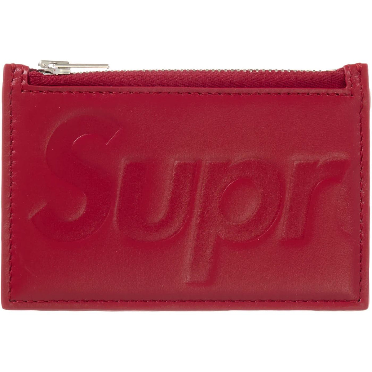 Supreme Leather Zip Card Holder 'Red' (SS25) - Im Your Wardrobe