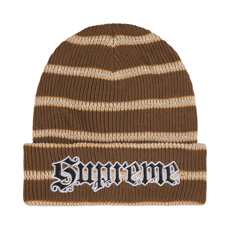 Supreme Metallic Stripe Beanie (FW26) Brown - Im Your Wardrobe