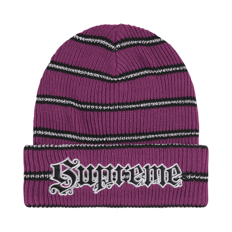 Supreme Metallic Stripe Beanie (FW26) Purple - Im Your Wardrobe