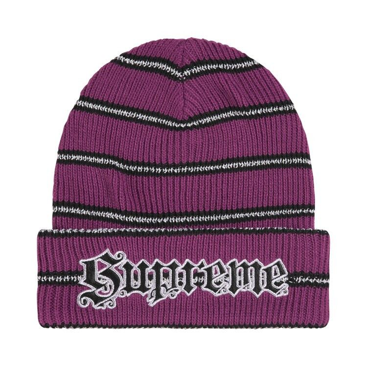 Supreme Metallic Stripe Beanie (FW26) Purple - Im Your Wardrobe