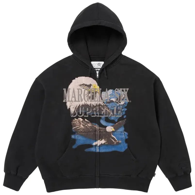 Supreme MM6 Maison Margiela Eagle Zip Up Hooded Sweatshirt Black - Im Your Wardrobe