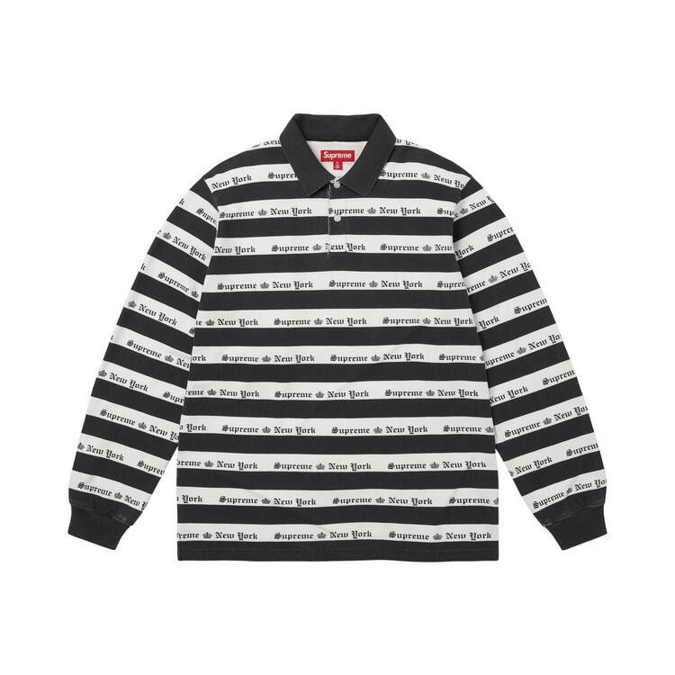Supreme Old English Stripe Long-Sleeve Polo Black - Im Your Wardrobe