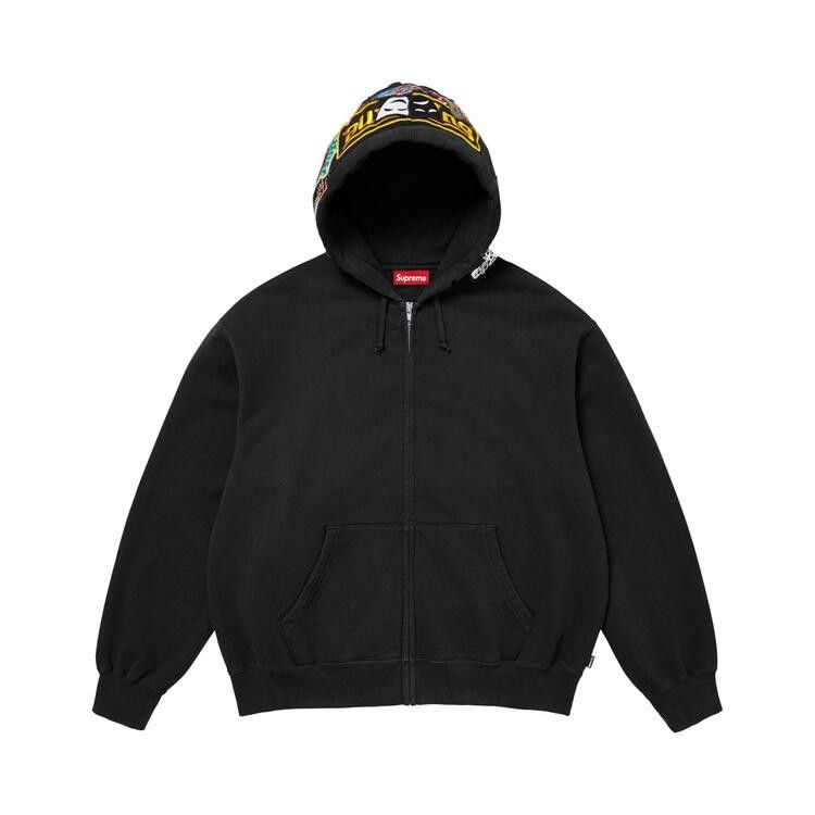 Supreme Patches Zip Up Hooded Sweatshirt Black - Im Your Wardrobe