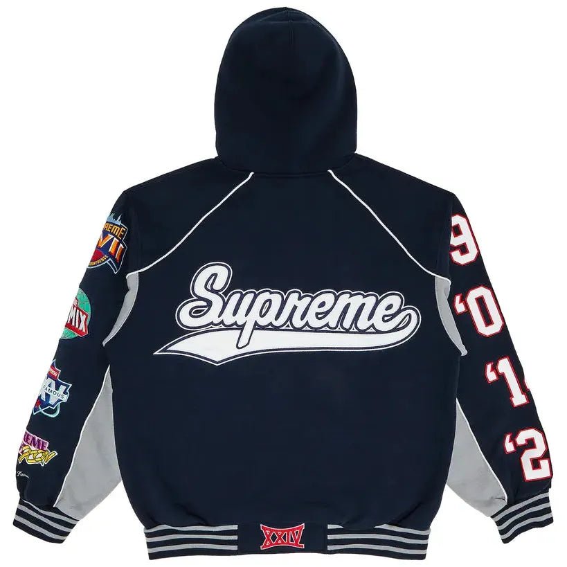 Supreme Playoffs Zip Up Hooded Sweatshirt 'Navy' (SS25) - Im Your Wardrobe