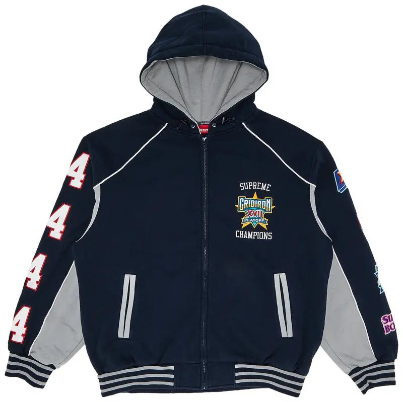 Supreme Playoffs Zip Up Hooded Sweatshirt 'Navy' (SS25) - Im Your Wardrobe