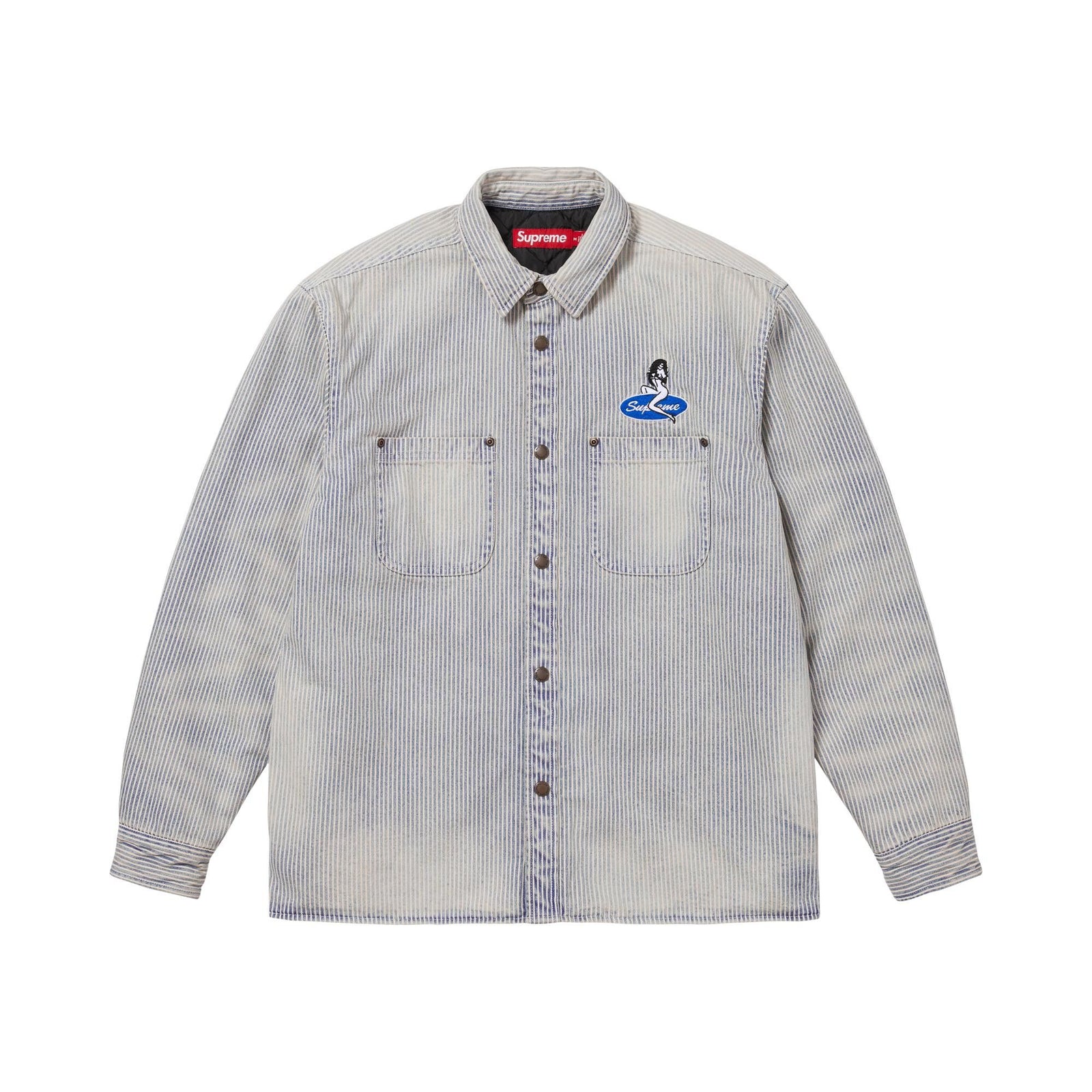 Supreme Quilted Lined Denim Snap Shirt Stripe - Im Your Wardrobe