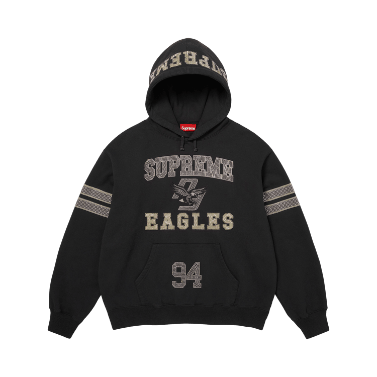 Supreme Rhinestone Eagle Hooded Sweatshirt Black - Im Your Wardrobe