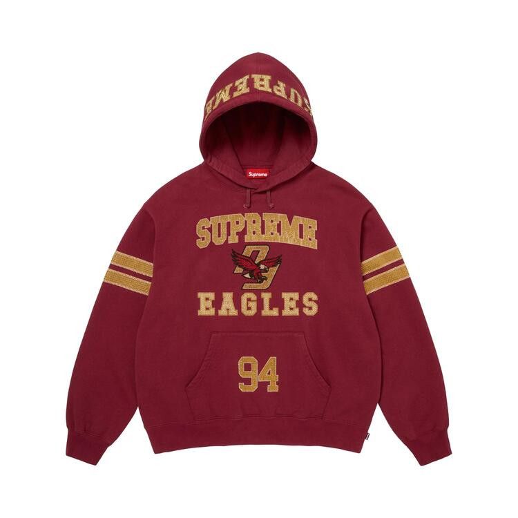 Supreme Rhinestone Eagle Hooded Sweatshirt Cardinal - Im Your Wardrobe