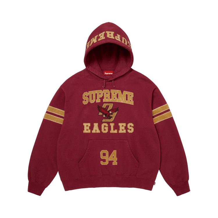 Supreme Rhinestone Eagle Hooded Sweatshirt Cardinal - Im Your Wardrobe