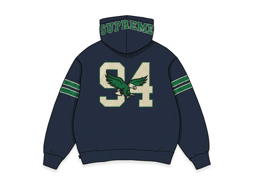 Supreme Rhinestone Eagle Hooded Sweatshirt Navy - Im Your Wardrobe