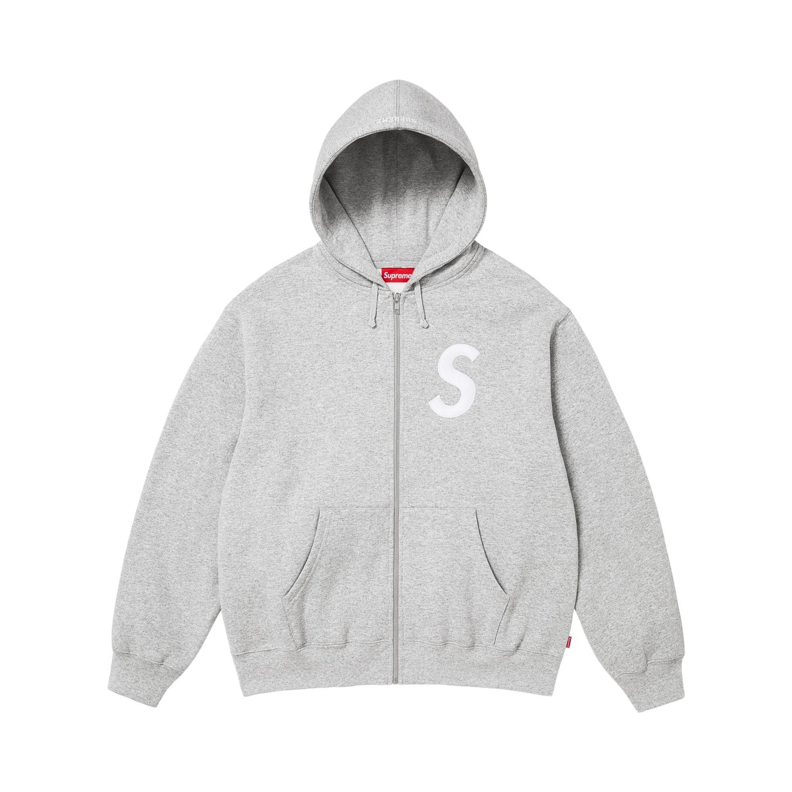 Supreme S Logo Zip Up Hooded Sweatshirt (FW25) Heather Grey - Im Your Wardrobe