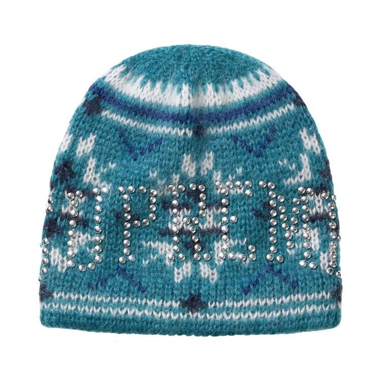 Supreme Studded Fair Isle Beanie (FW26) Blue - Im Your Wardrobe