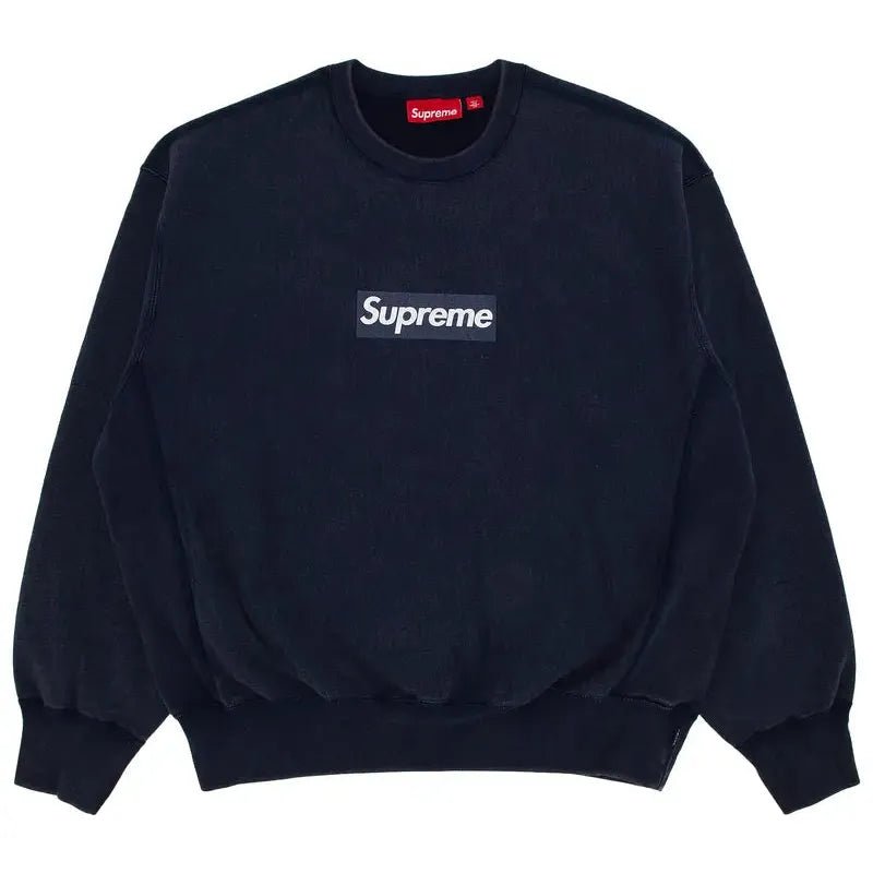 Supreme Washed Box Logo Crewneck 'Navy' (SS25) - Im Your Wardrobe
