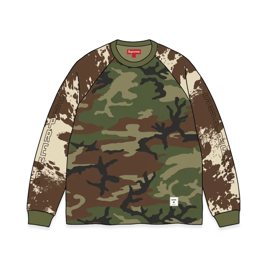 Supreme Wildlife Camo Raglan L/S Top Woodland Camo - Im Your Wardrobe