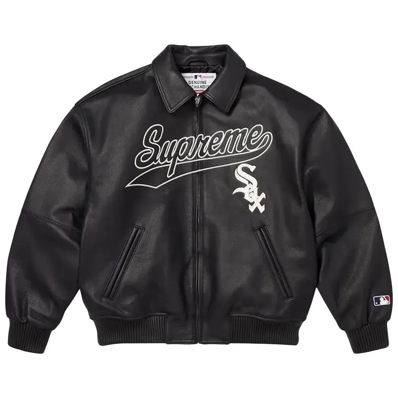 Supreme x Chicago White Sox Leather Varsity Jacket 'Black' - Im Your Wardrobe