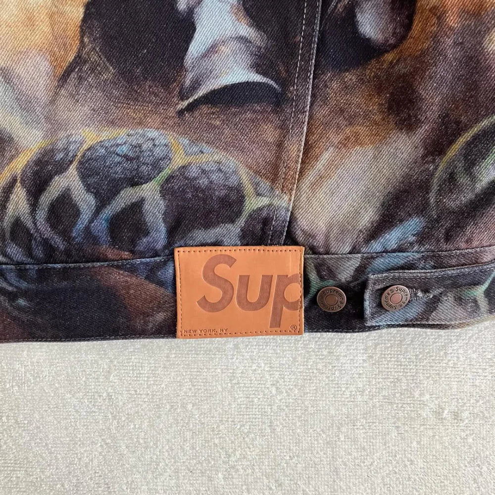 Supreme x Frank Frazetta Faux Shearling Lined Trucker Jacket (FW24) - Im Your Wardrobe