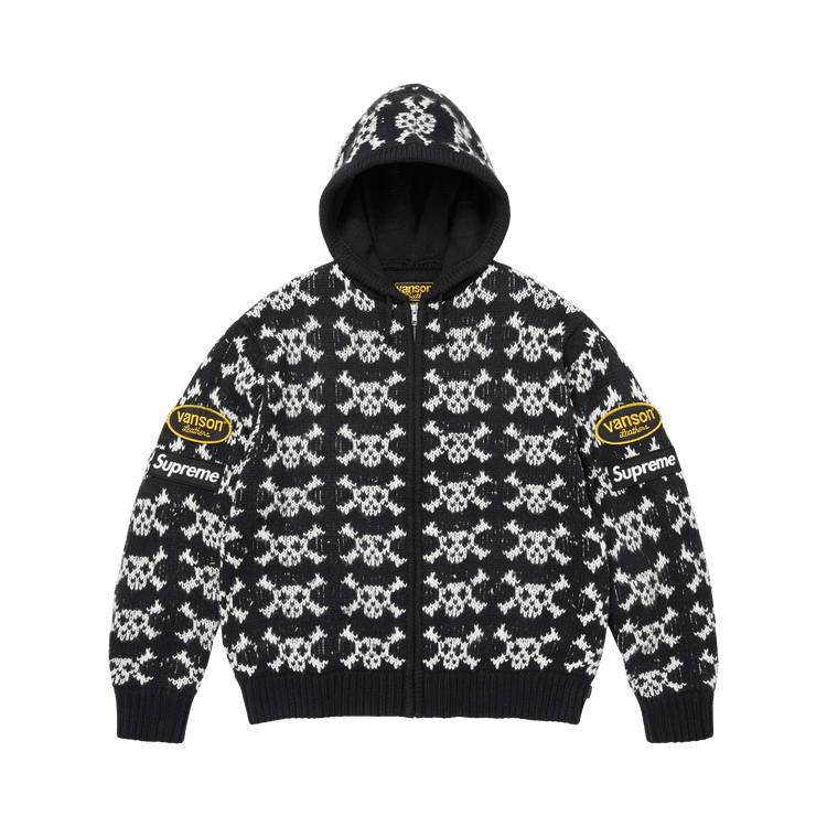 Supreme x Vanson Leathers Skull Zip Up Hooded Sweater Black - Im Your Wardrobe