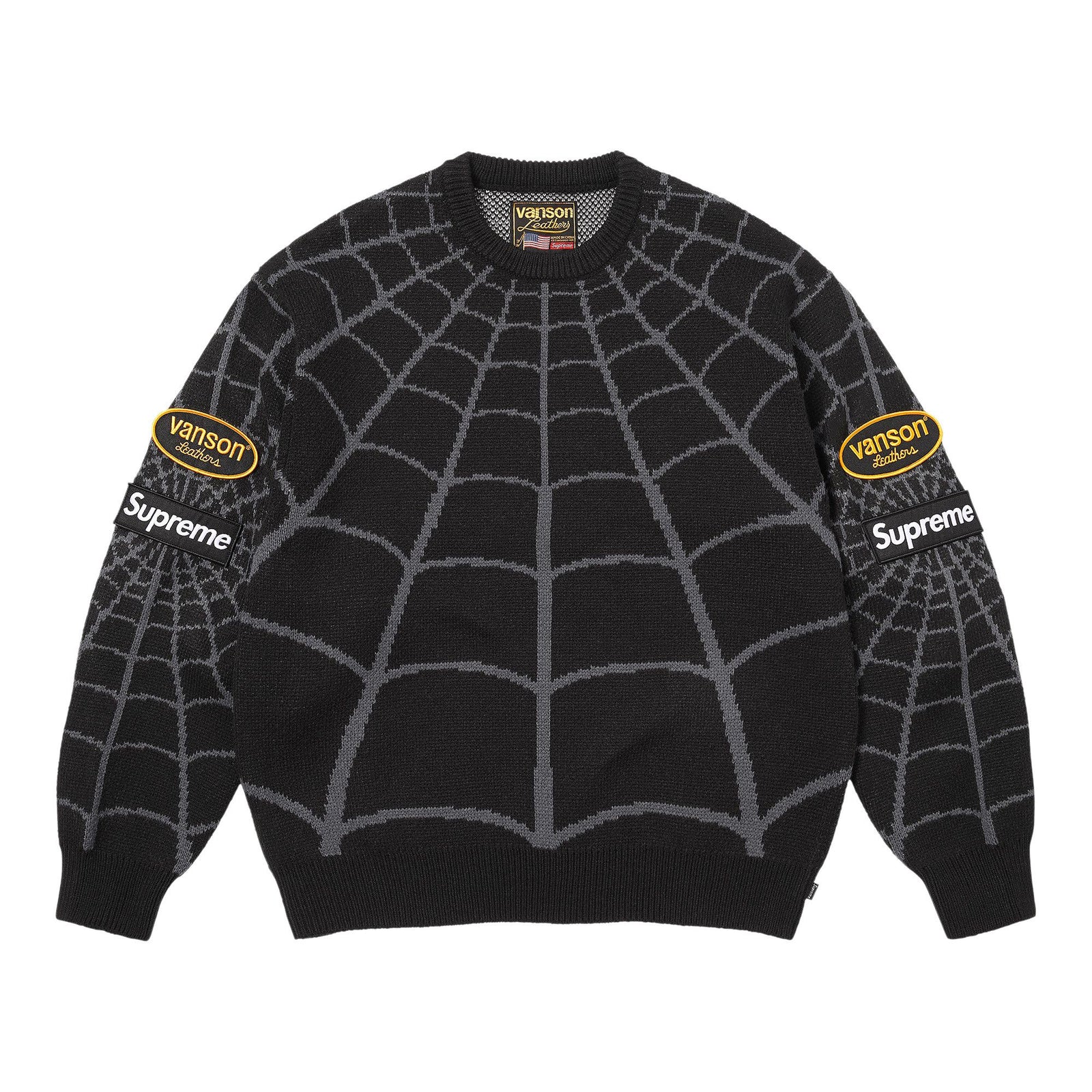 Supreme x Vanson Leathers Spider-Man Sweater Black - Im Your Wardrobe
