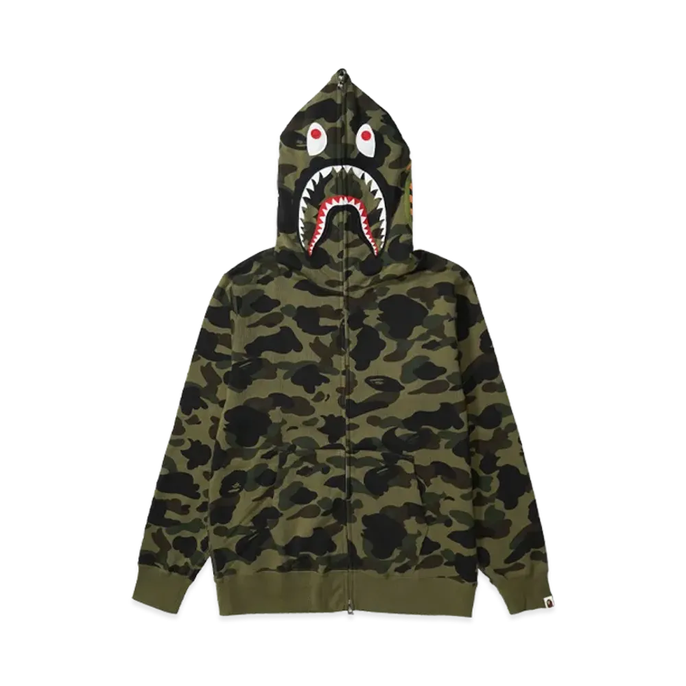A Bathing Ape 1st Camo Shark Full Zip Hoodie Green