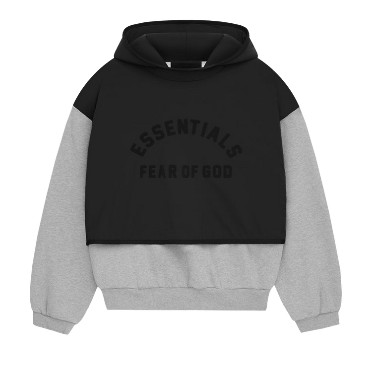 Fear of God Essentials Nylon Fleece Hooded Sweater Light Heather Grey/Jet Black (SS24)