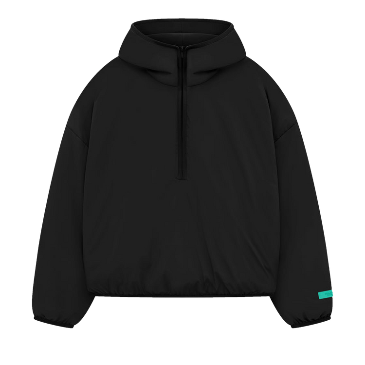 Fear of God Essentials Nylon Filled Half Zip Hoodie Jet Black (SS24)