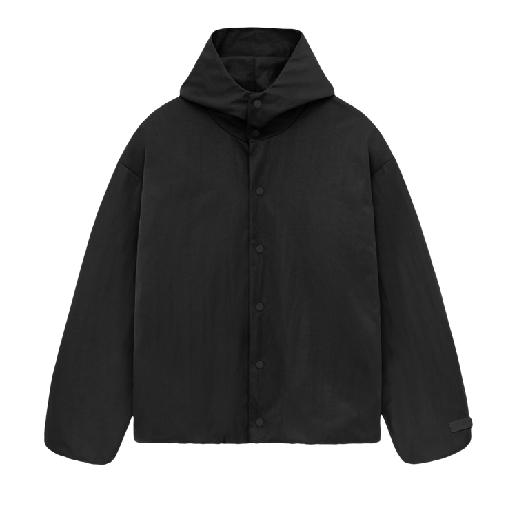 Fear of God Essentials Textured Nylon Hooded Coaches Jacket Black (FW24)