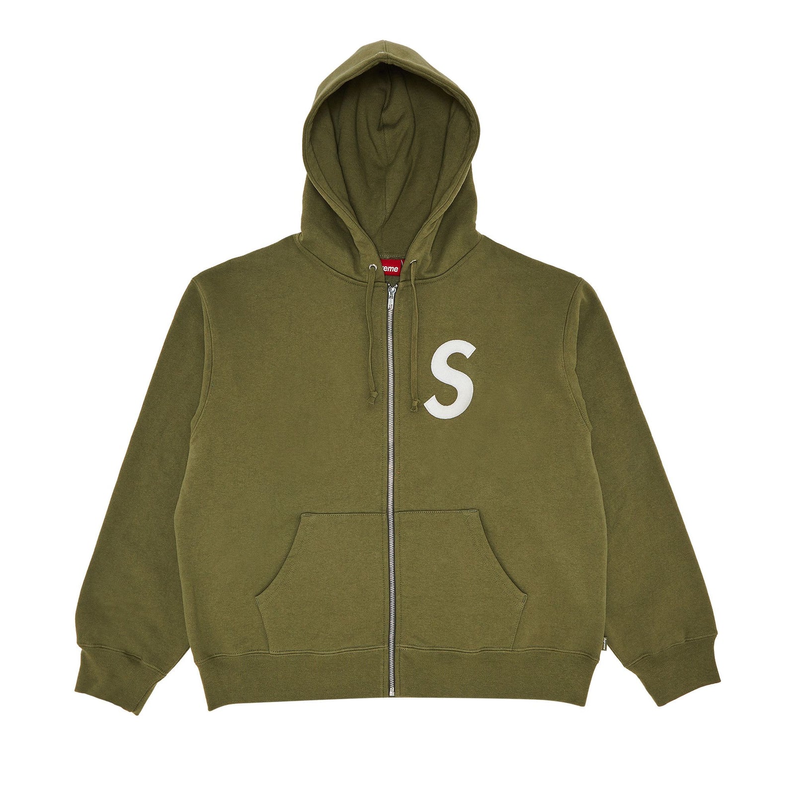 Supreme S Logo Zip Up Hooded Sweatshirt (FW24) Light Olive - Im Your Wardrobe