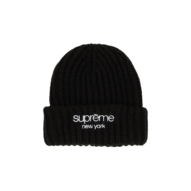 Supreme Classic Logo Chunky Ribbed Beanie Black