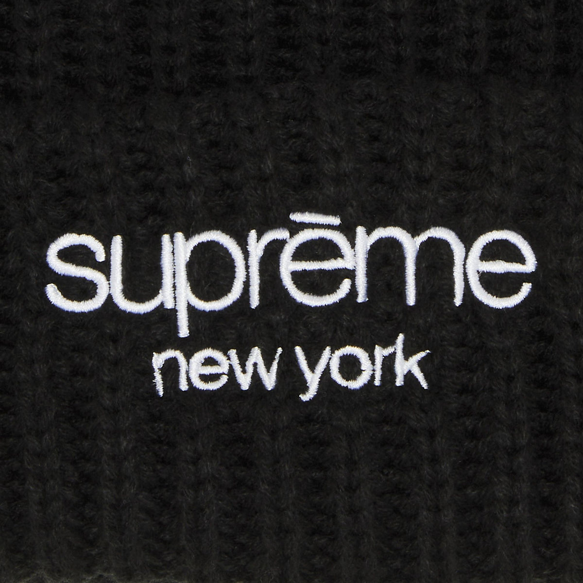 Supreme Classic Logo Chunky Ribbed Beanie Black