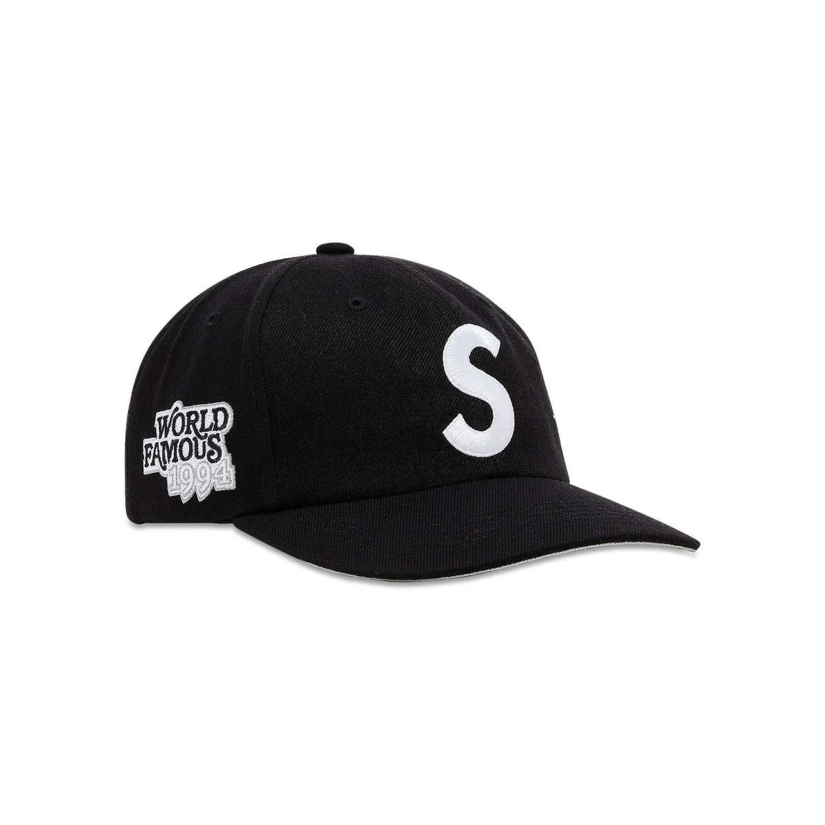 Supreme World Famous S Logo 6-Panel (SS26) Black