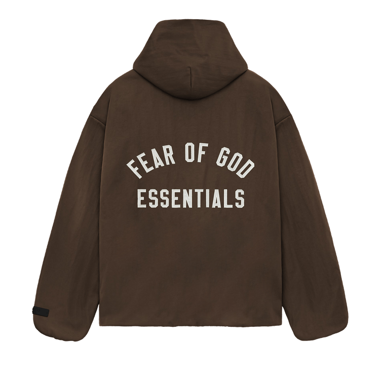 Fear of God Essentials Textured Nylon Hooded Coaches Jacket Brown (FW24)