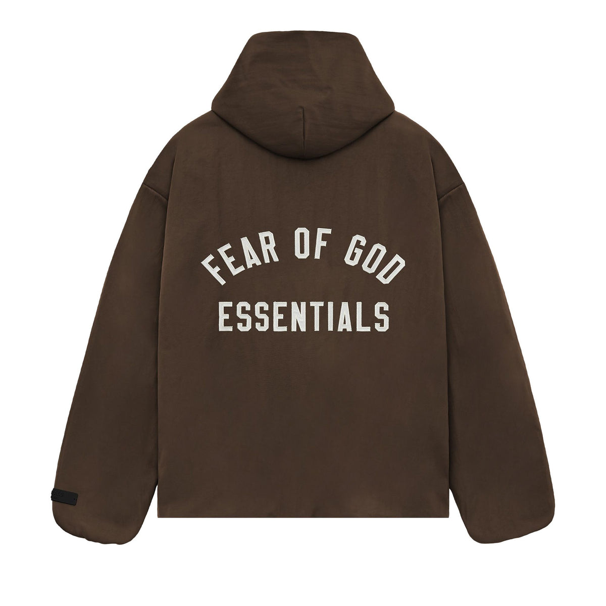 Fear of God Essentials Textured Nylon Hooded Coaches Jacket Brown (FW24)