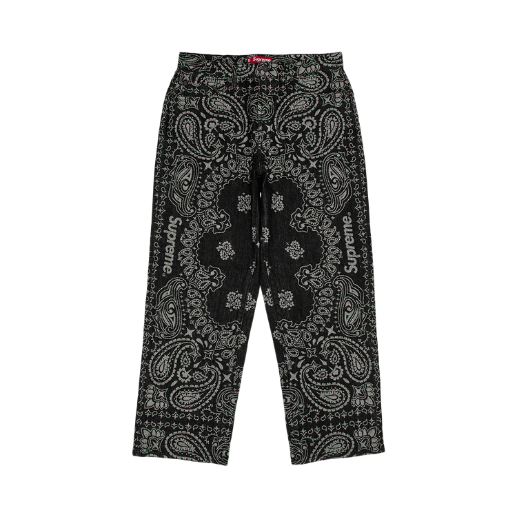 Supreme Bandana Jacquard Baggy Jean Black