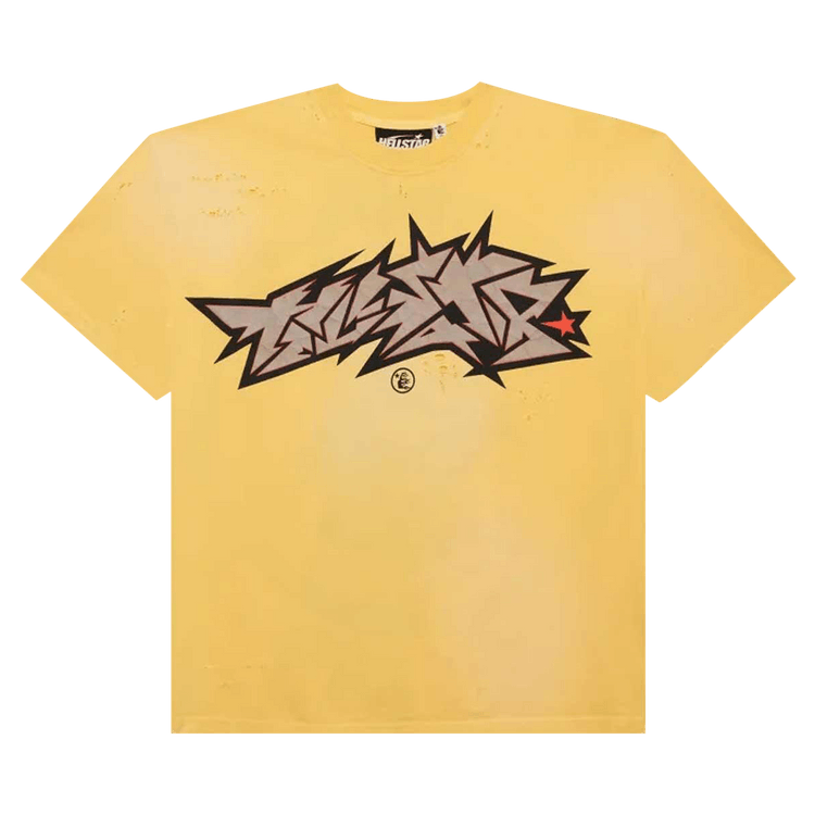 Hellstar Crack Print T-Shirt Yellow (FW24)