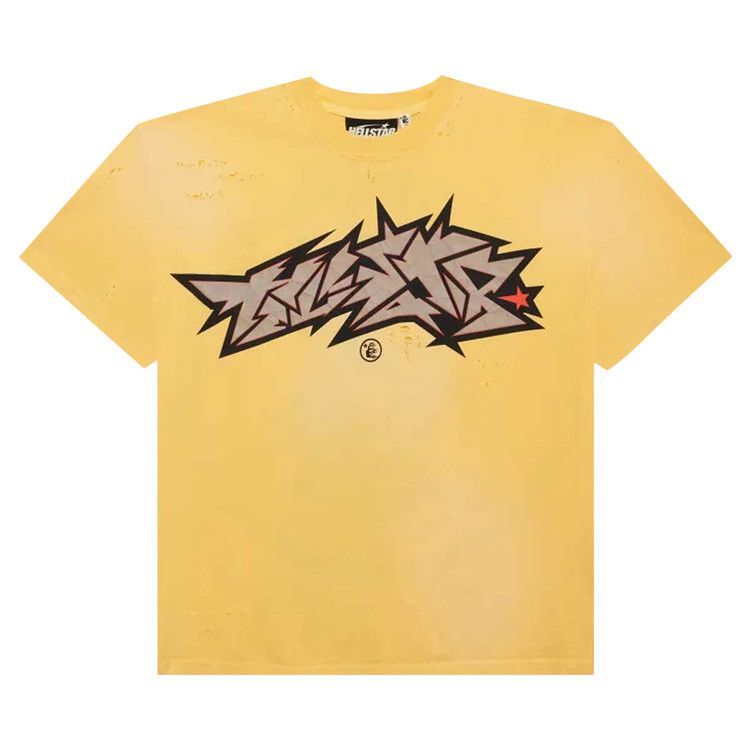 Hellstar Crack Print T-Shirt Yellow (FW24)