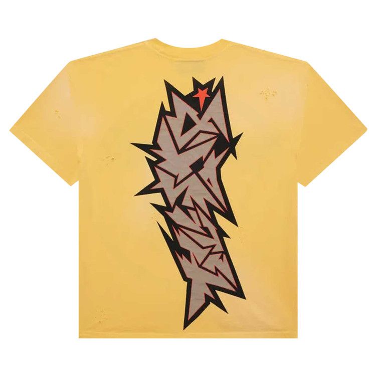 Hellstar Crack Print T-Shirt Yellow (FW24) view 3