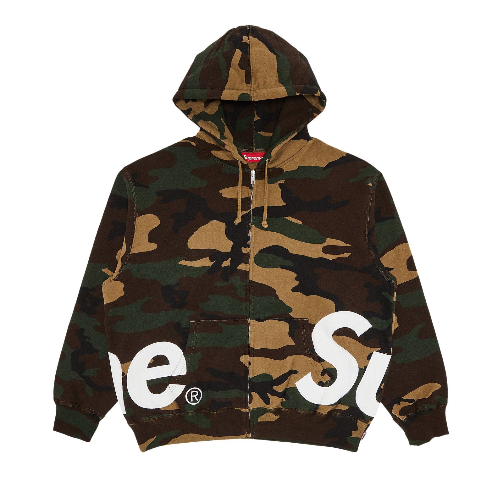 Supreme Big Logo Zip Up Hooded Sweatshirt Woodland Camo - Im Your Wardrobe
