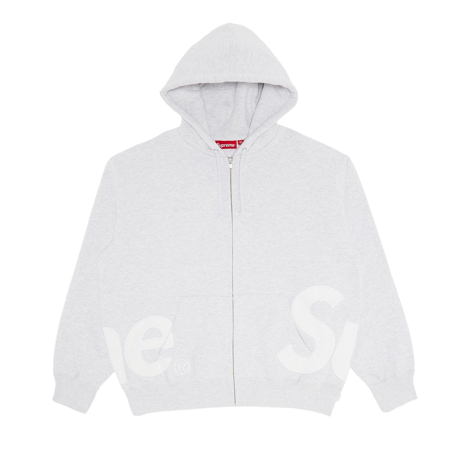 Supreme Big Logo Zip Up Hooded Sweatshirt Ash Grey - Im Your Wardrobe