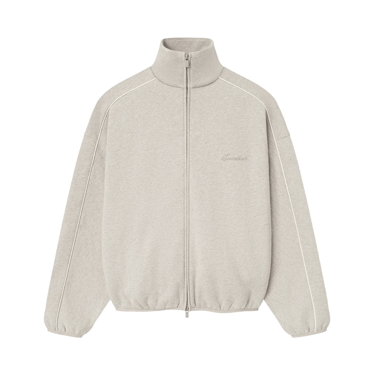 Fear of God Essentials Modern Fleece Track Jacket With Piping Heather Stone/Cloud White (SS25)
