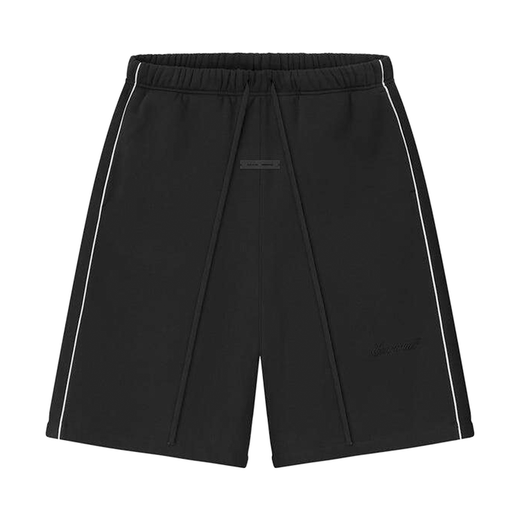 Fear of God Essentials Relaxed Fleece Sweatshort With Piping Jet Black/Cloud White (FW25)