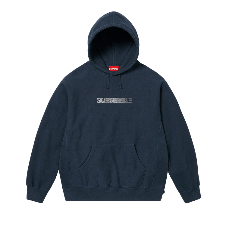 Supreme x Swarovski Motion Logo Hooded Sweatshirt Navy