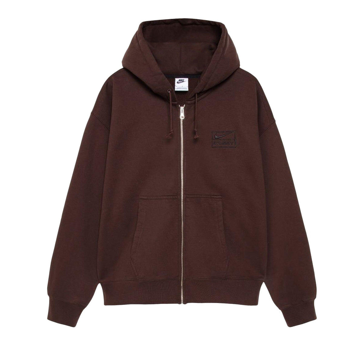Stussy x Nike Stone Washed Fleece Zip Hoodie Dark Cinder front