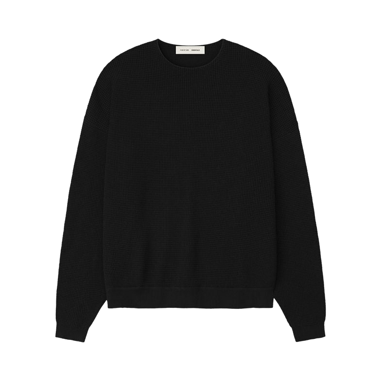 Fear of God Essentials Waffle Crewneck 90s Sweater Vintage Black (FW25)