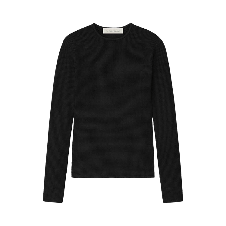 Fear of God Essentials Women's Waffle Long-Sleeve Top Vintage Black (FW25)