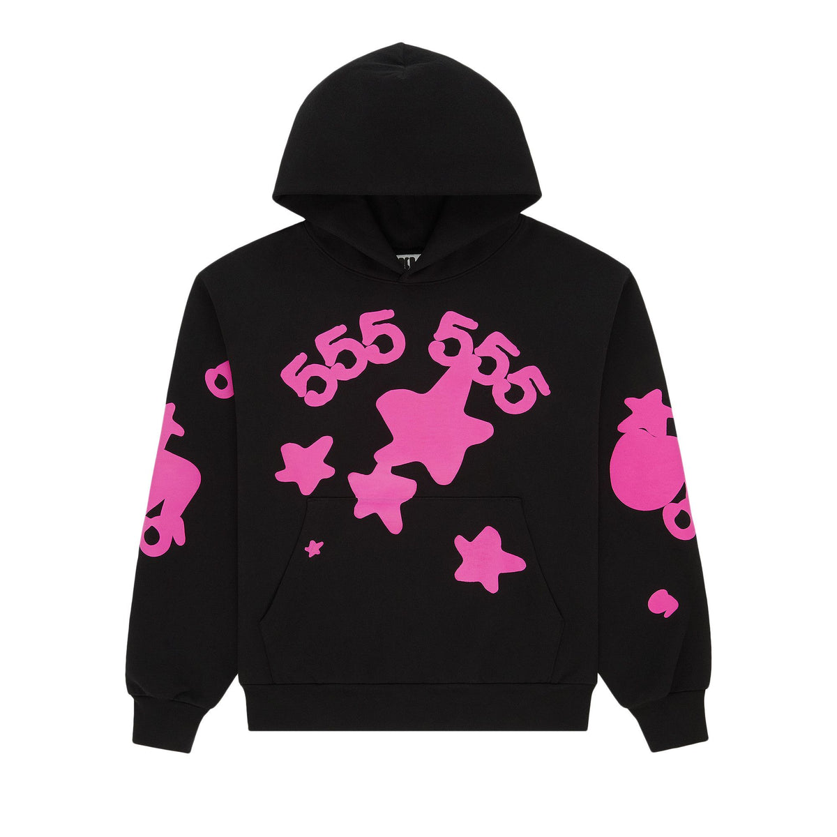 Sp5der Angel Number Beluga Hoodie Black front