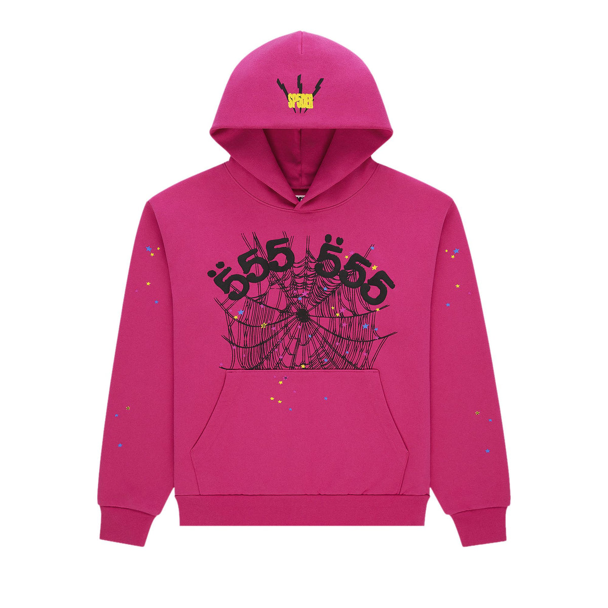 Sp5der Angel Number Hoodie Pink front