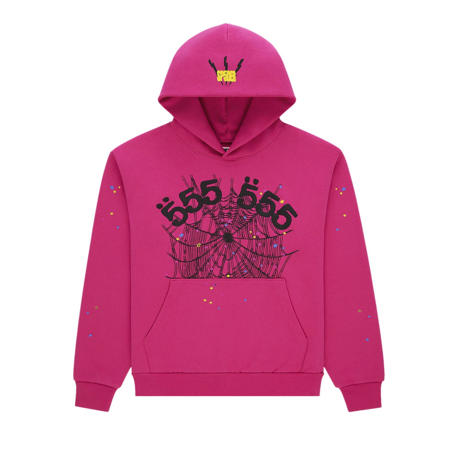 Sp5der Angel Number Hoodie Pink front