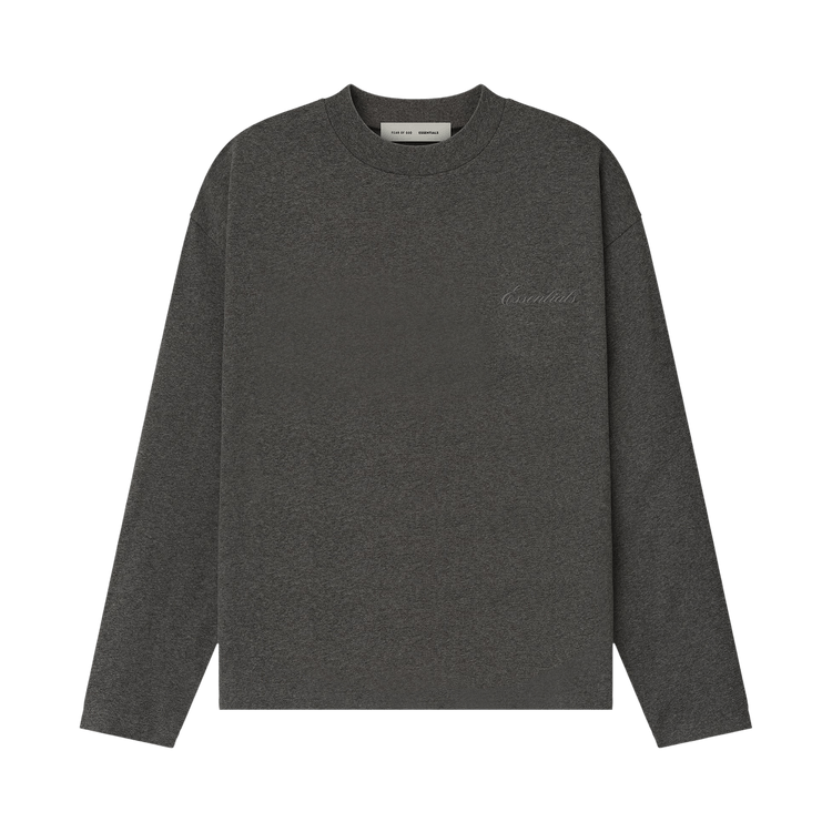 Fear of God Essentials Embroidered Classic Fit Long-Sleeve Charcoal Heather (FW25)